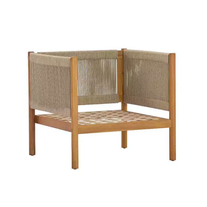 Christopher Knight Home Bradley Fauteuil de club moderne en bois d'acacia avec panneaux en corde tressée et coussins