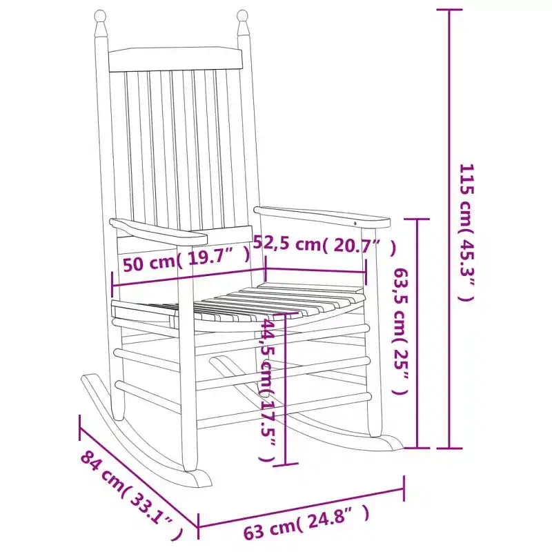vidaXL Fauteuil à bascule Bois de peuplier massif Fauteuil à bascule standard
