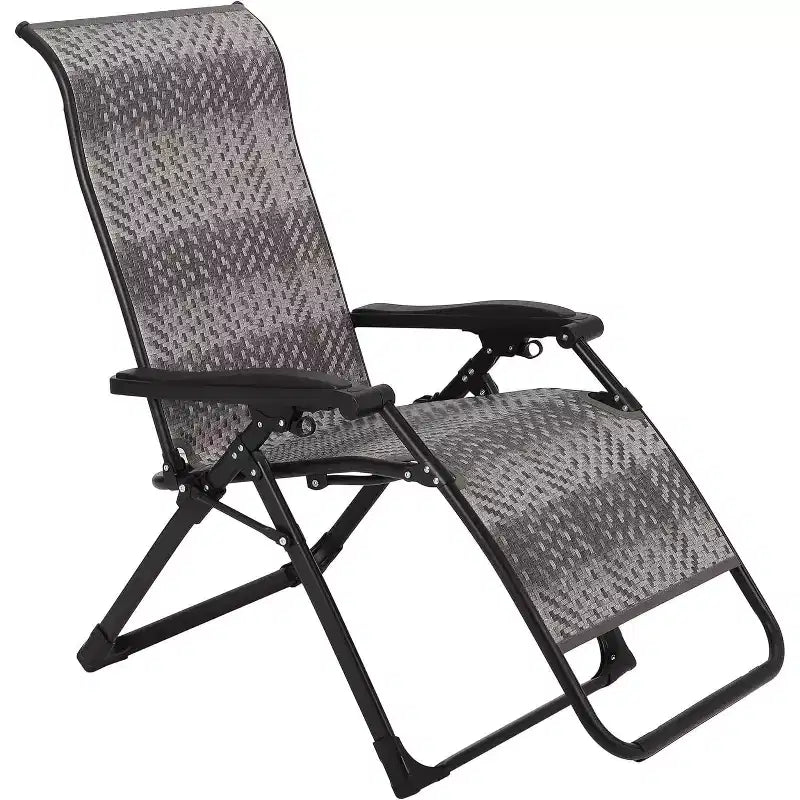 Rattan Reclining Folding Chair,Outdoor Adjustable Recliner,330lb Capacity,Portable Reclining Lounge Chair with Widened Armrest & Wicker for Poolside