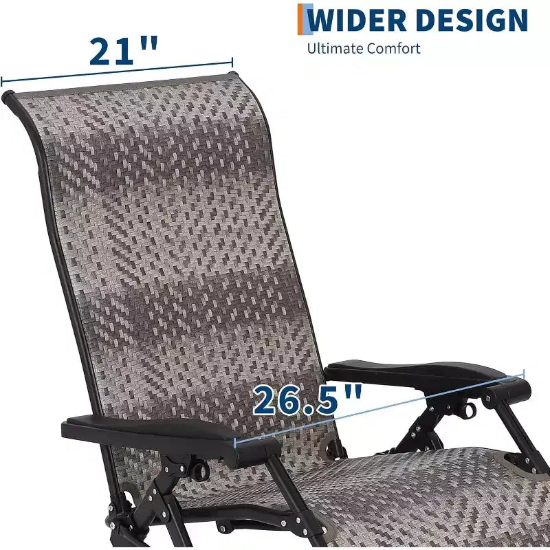 Chaise longue pliante en rotin, transat d'extérieur réglable, capacité de 150 kg, fauteuil de plage portable avec accoudoirs élargis et osier pour la piscine