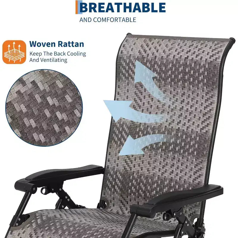 Chaise longue pliante en rotin, transat d'extérieur réglable, capacité de 150 kg, fauteuil de plage portable avec accoudoirs élargis et osier pour la piscine
