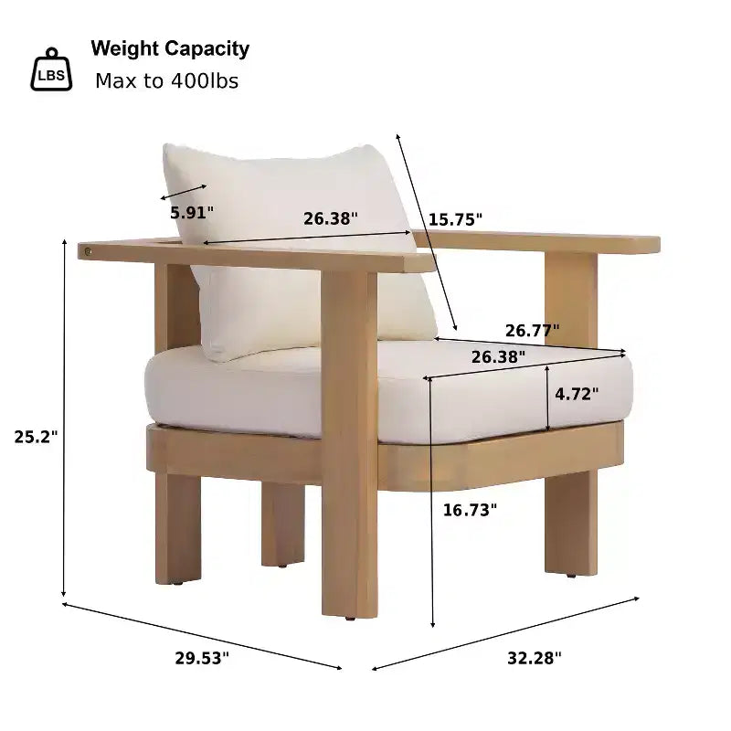 Christopher Knight Home Huda - Fauteuil de club d'extérieur en bois d'acacia avec coussin et design à lattes