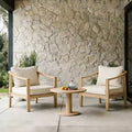 Christopher Knight Home Kofi Modern Outdoor Acacia Wood Club Chair with Cushion and Sloped Armrests