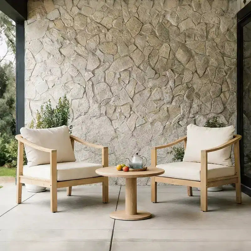 Christopher Knight Home Kofi Modern Outdoor Acacia Wood Club Chair with Cushion and Sloped Armrests