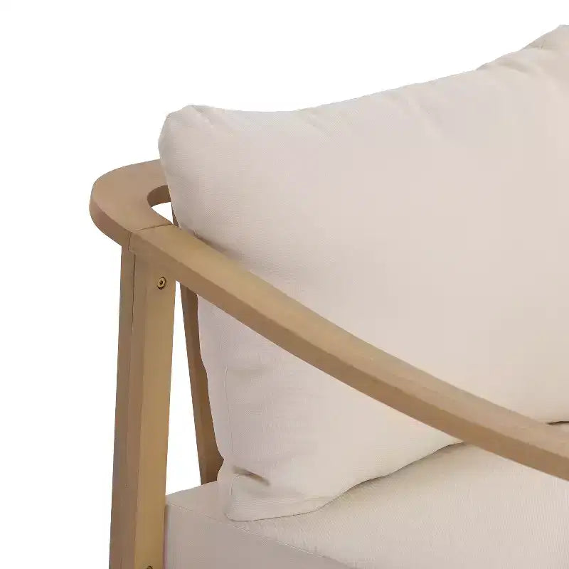Christopher Knight Home Kofi Fauteuil club d'extérieur moderne en bois d'acacia avec coussin et accoudoirs inclinés