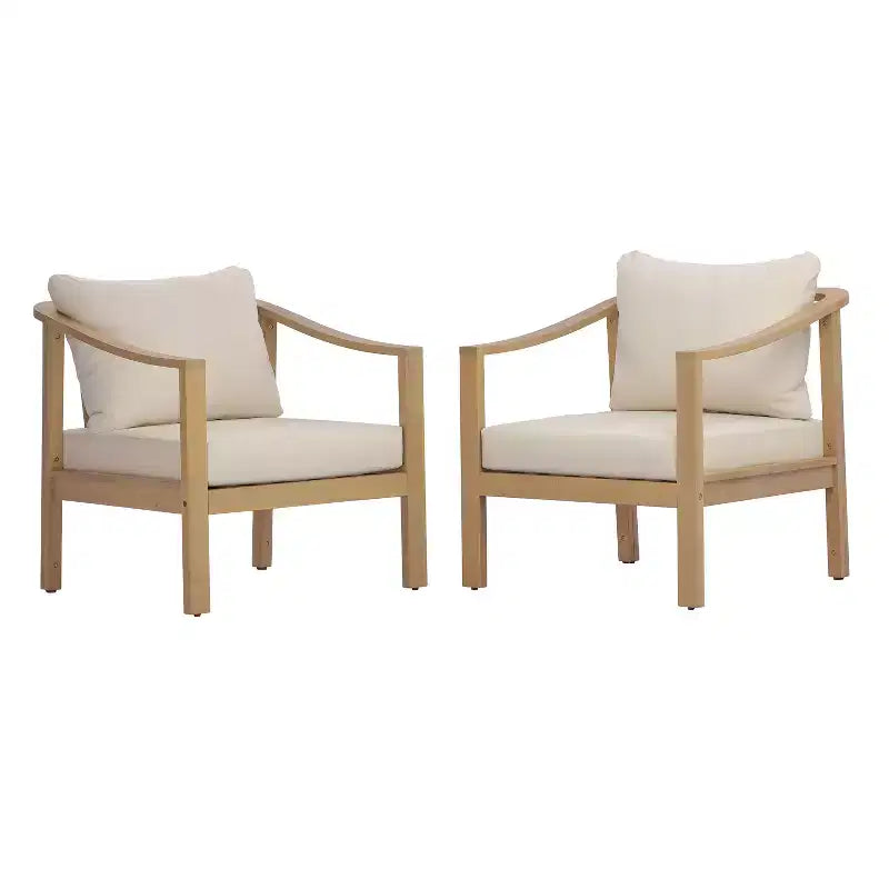 Christopher Knight Home Kofi Fauteuil club d'extérieur moderne en bois d'acacia avec coussin et accoudoirs inclinés