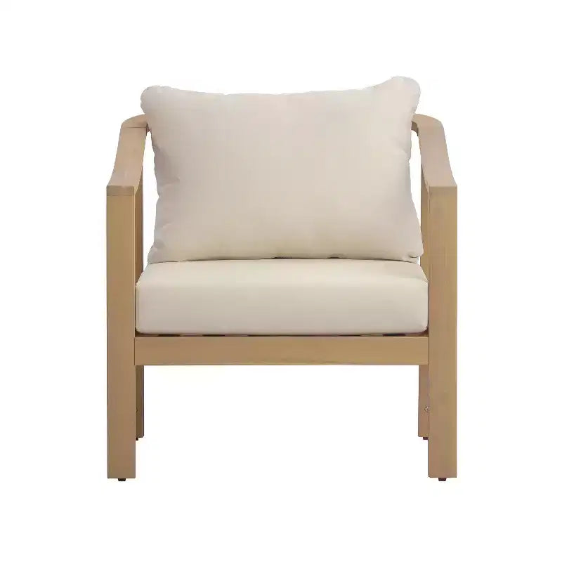Christopher Knight Home Kofi Fauteuil club d'extérieur moderne en bois d'acacia avec coussin et accoudoirs inclinés