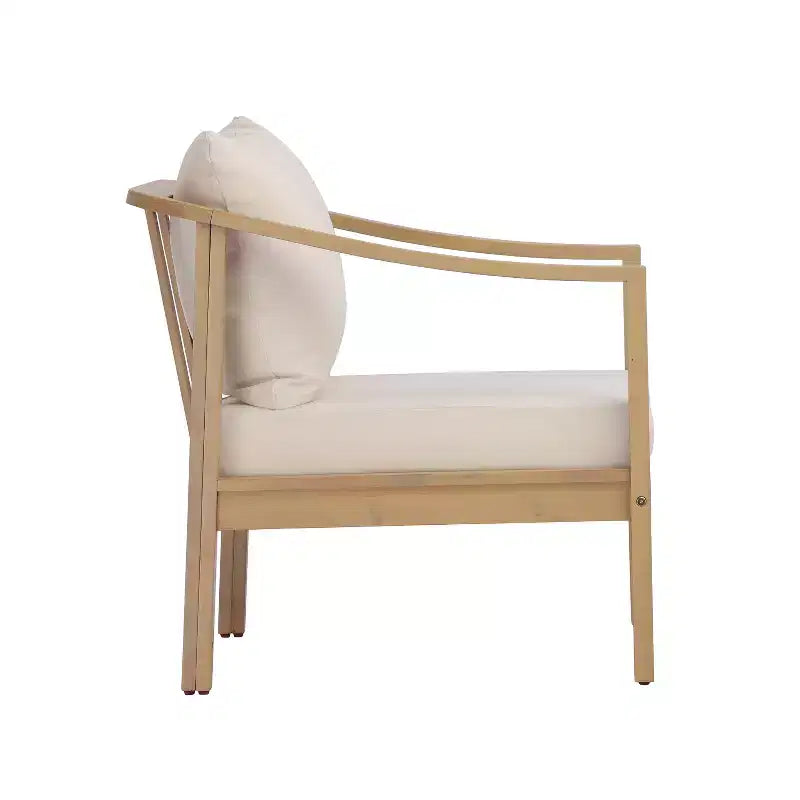 Christopher Knight Home Kofi Fauteuil club d'extérieur moderne en bois d'acacia avec coussin et accoudoirs inclinés