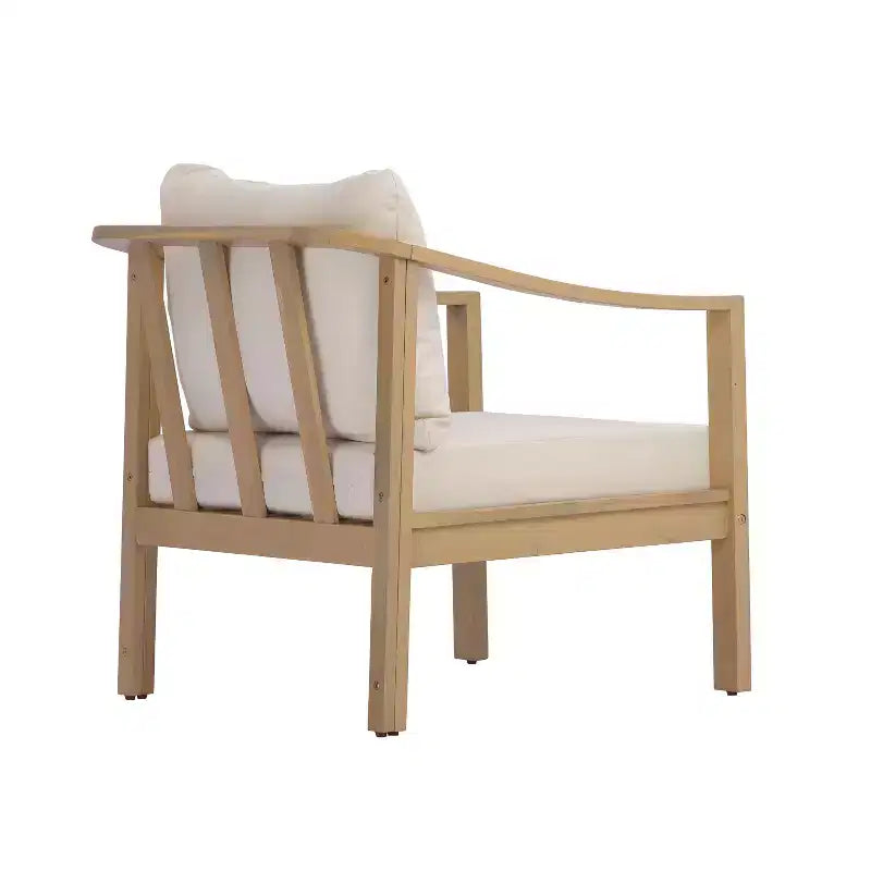 Christopher Knight Home Kofi Fauteuil club d'extérieur moderne en bois d'acacia avec coussin et accoudoirs inclinés
