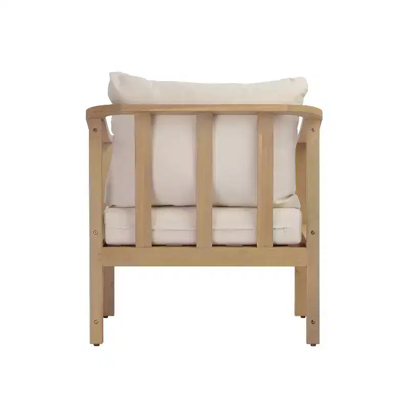 Christopher Knight Home Kofi Fauteuil club d'extérieur moderne en bois d'acacia avec coussin et accoudoirs inclinés