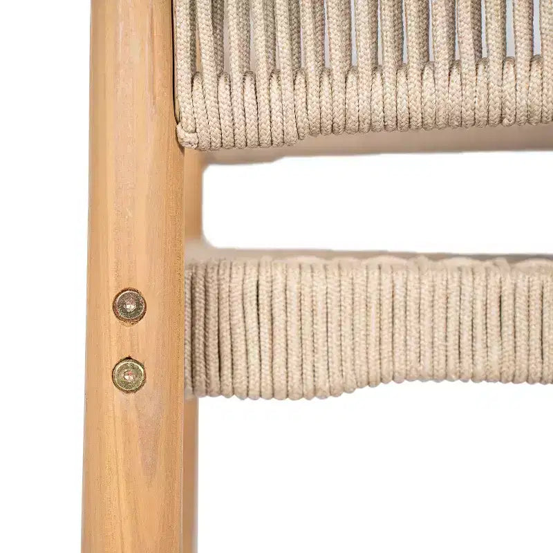 Chaises de salle à manger d'extérieur ModernLuxe en bois d'acacia et corde, fauteuil de patio avec corde tressée à la main - Lot de 2, Marron