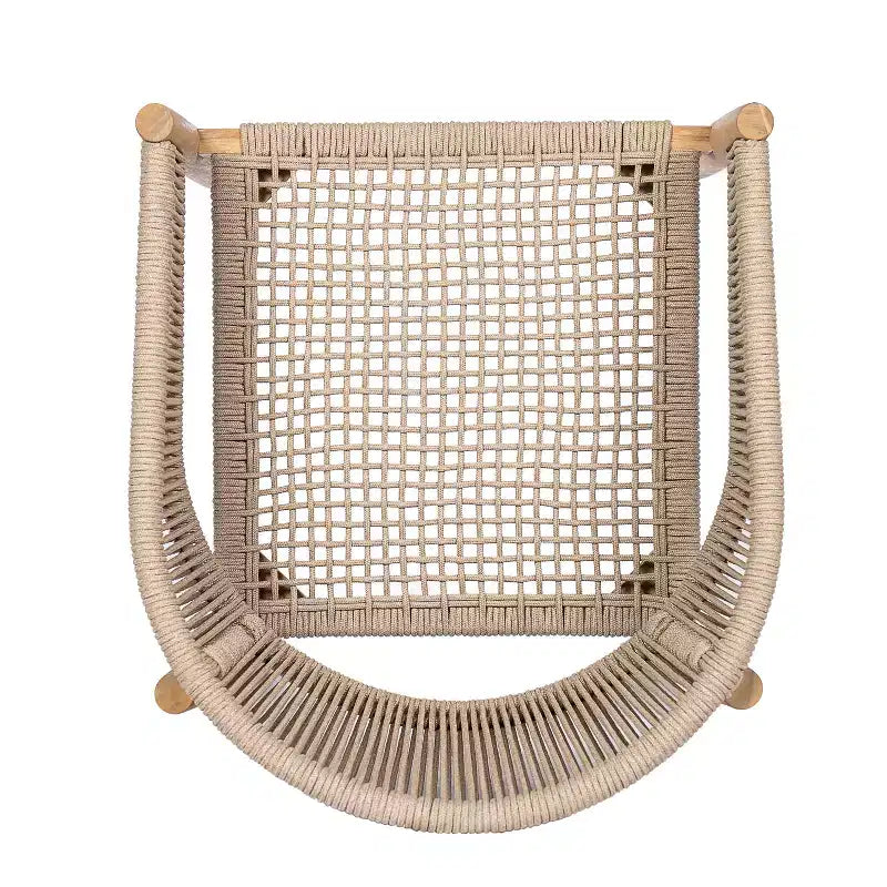 Chaises de salle à manger d'extérieur ModernLuxe en bois d'acacia et corde, fauteuil de patio avec corde tressée à la main - Lot de 2, Marron