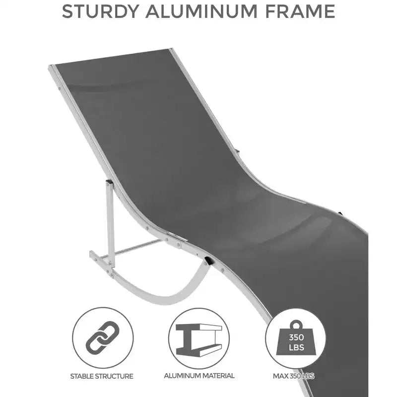 Ensemble de 2 chaises longues ergonomiques en forme de S pour patio - Chaises longues d'extérieur réglables, cadre en aluminium, idéales pour la piscine, la plage, la terrasse, le jardin