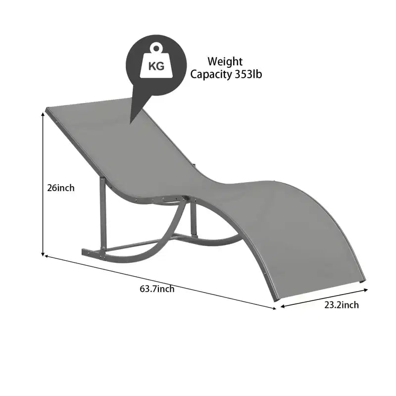Ensemble de 2 chaises longues ergonomiques en forme de S pour patio - Chaises longues d'extérieur réglables, cadre en aluminium, idéales pour la piscine, la plage, la terrasse, le jardin