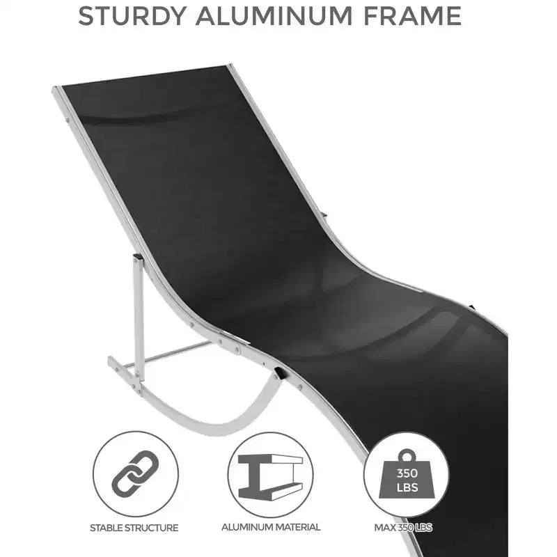 Ensemble de 2 chaises longues ergonomiques en forme de S pour patio - Chaises longues d'extérieur réglables, cadre en aluminium, idéales pour la piscine, la plage, la terrasse, le jardin