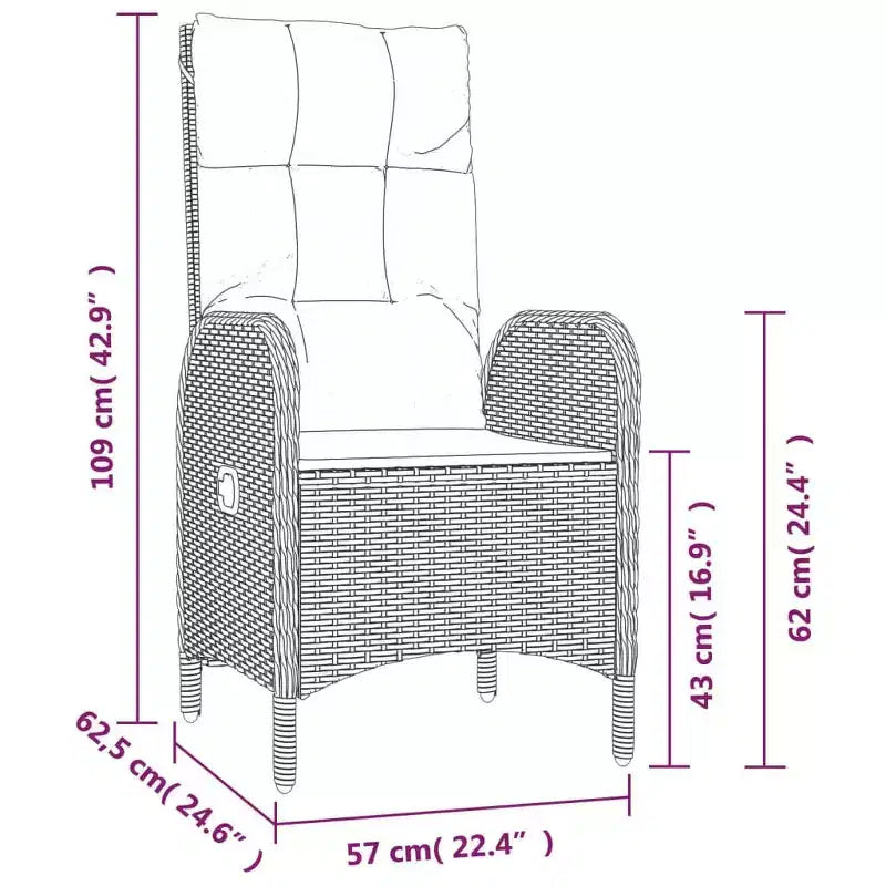 vidaXL Chaise d'extérieur Résine tressée et acier Ergonomique