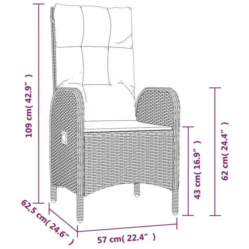 vidaXL Chaise d'extérieur Résine tressée et acier Ergonomique