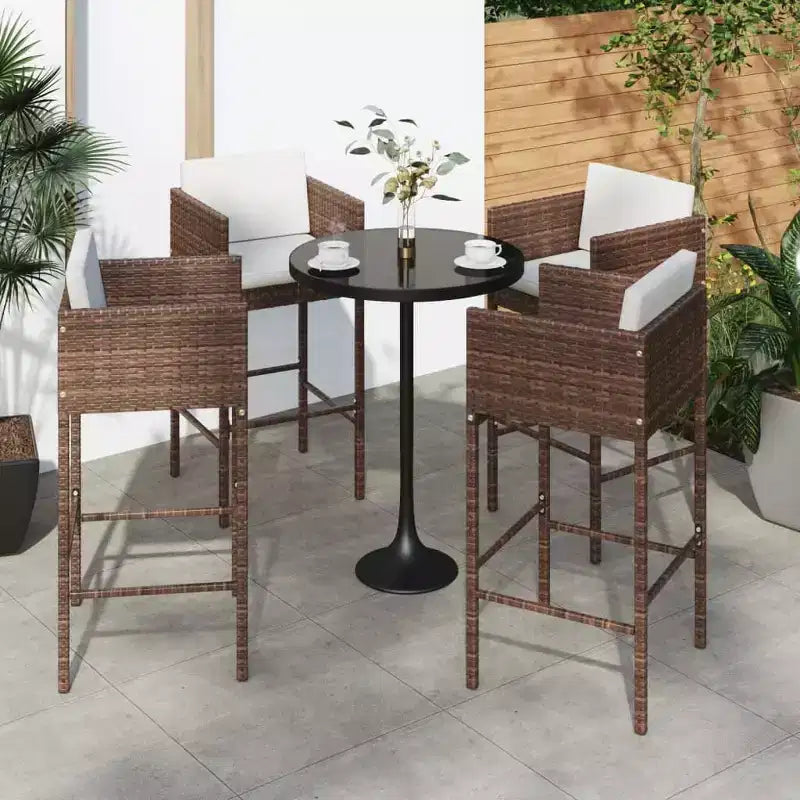 vidaXL Lot de 4 Tabourets de Bar en Résine Tressée, Acier Enduit de Poudre