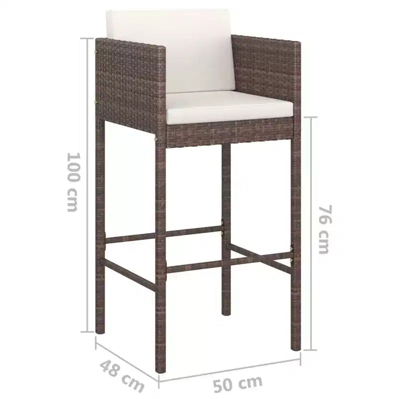 vidaXL Lot de 4 Tabourets de Bar en Résine Tressée, Acier Enduit de Poudre