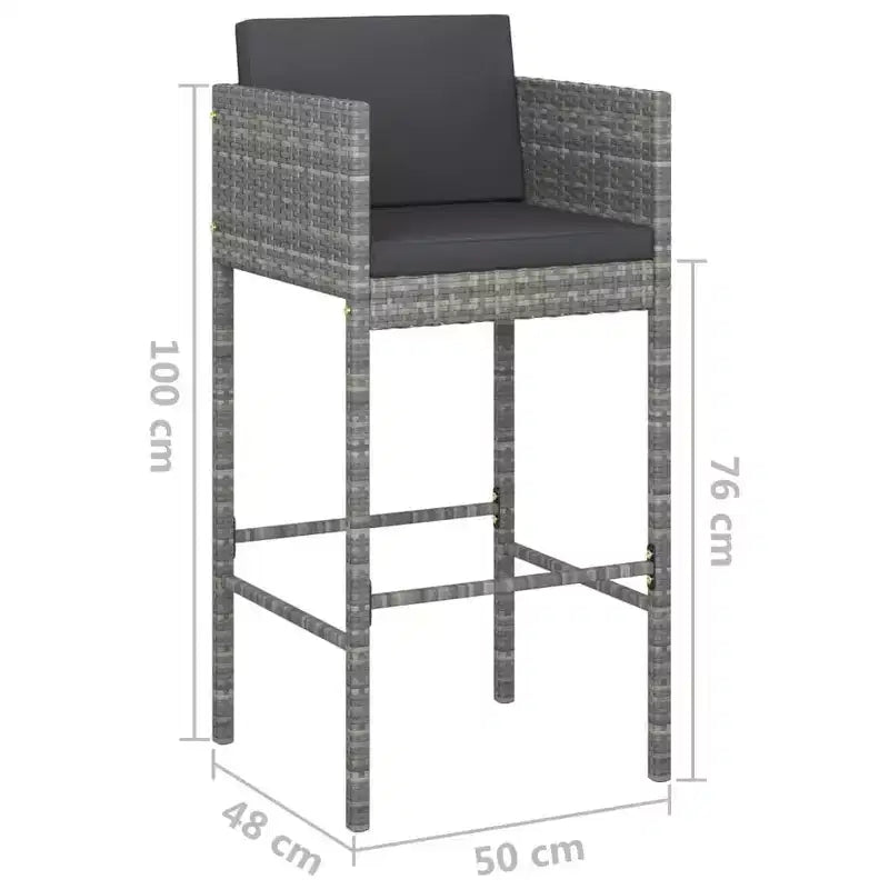 vidaXL Lot de 4 Tabourets de Bar en Résine Tressée, Acier Enduit de Poudre