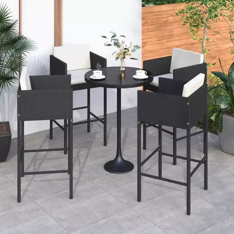 vidaXL Lot de 4 Tabourets de Bar en Résine Tressée, Acier Enduit de Poudre