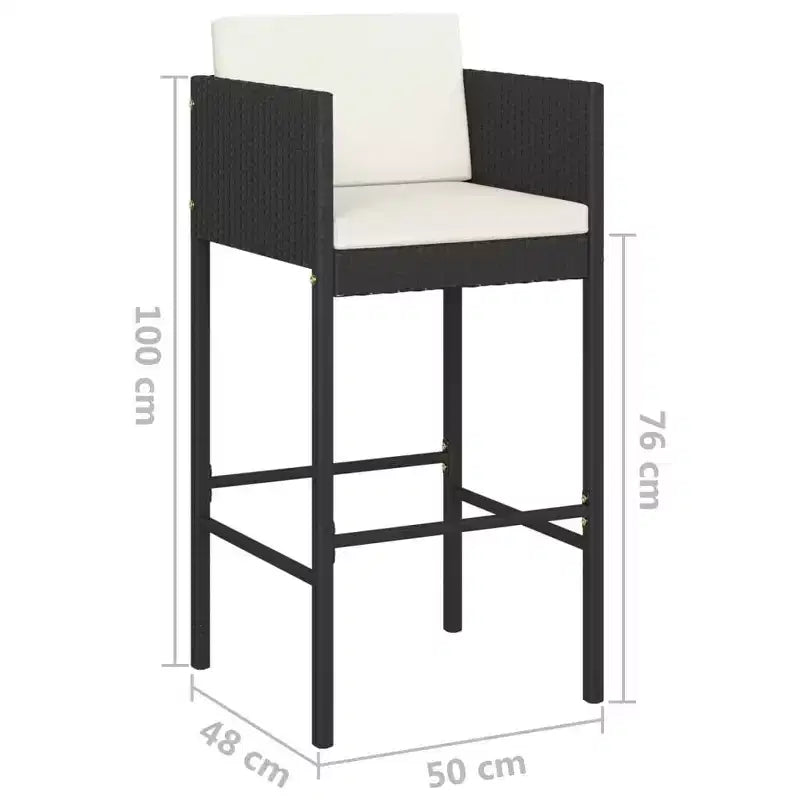 vidaXL Lot de 4 Tabourets de Bar en Résine Tressée, Acier Enduit de Poudre