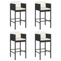 vidaXL Lot de 4 Tabourets de Bar en Résine Tressée, Acier Enduit de Poudre