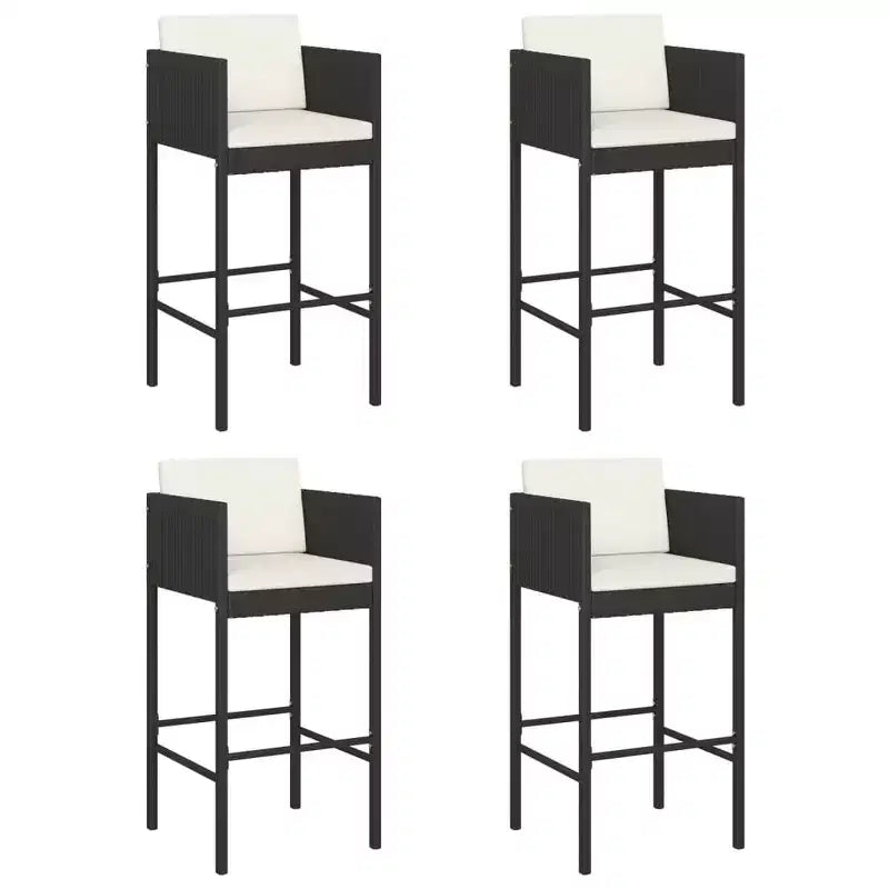 vidaXL Lot de 4 Tabourets de Bar en Résine Tressée, Acier Enduit de Poudre