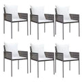 vidaXL Garden Chair Set of 6 Poly Rattan, Powder-Coated Steel