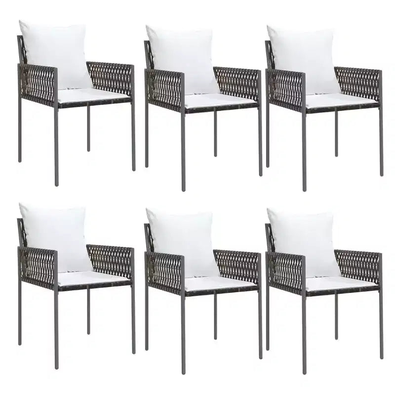 vidaXL Garden Chair Set of 6 Poly Rattan, Powder-Coated Steel
