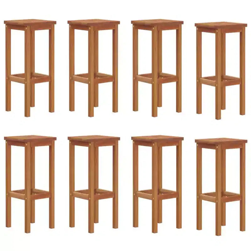 vidaXL Bar Stool Set of 8 Natural wood color Solid Acacia wood Standard