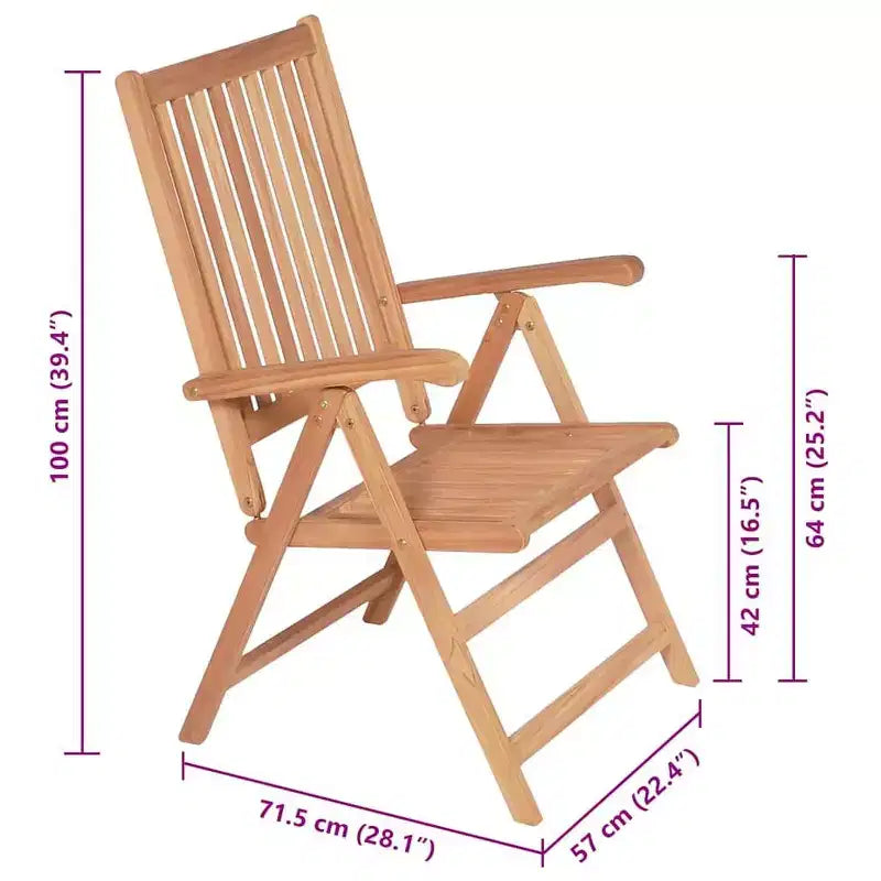 vidaXL Chaises de jardin 6 pcs Teck Bois de teck massif Pliantes