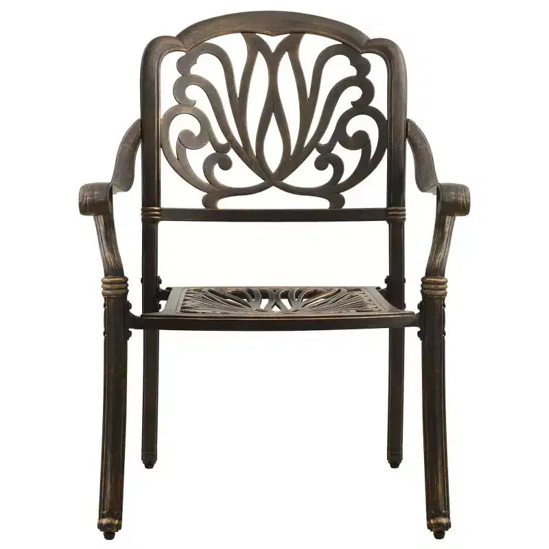 vidaXL Lot de 2 chaises de jardin robustes en aluminium moulé couleur bronze