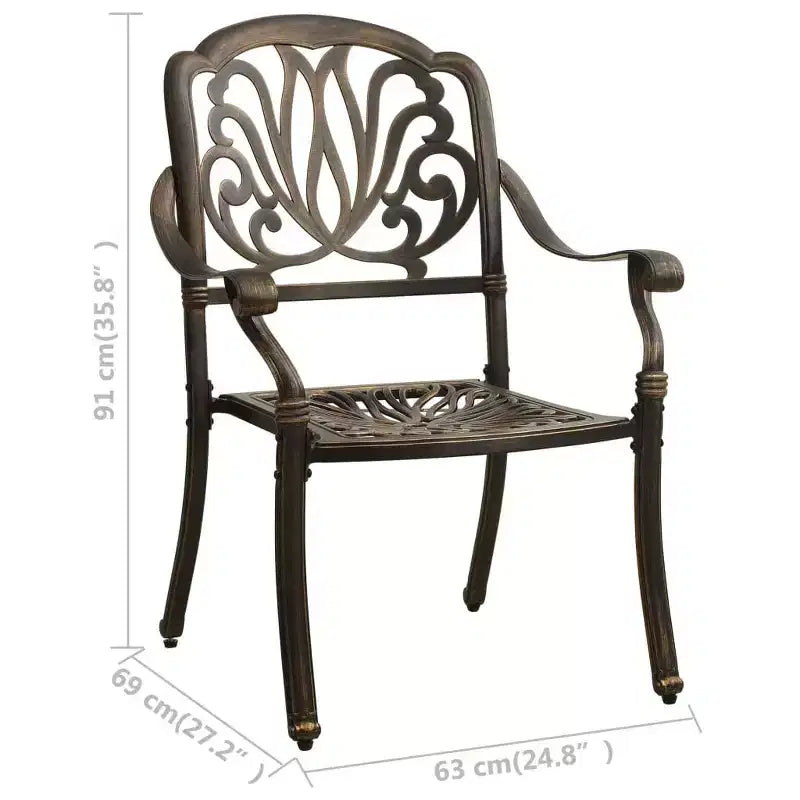 vidaXL Lot de 2 chaises de jardin robustes en aluminium moulé couleur bronze