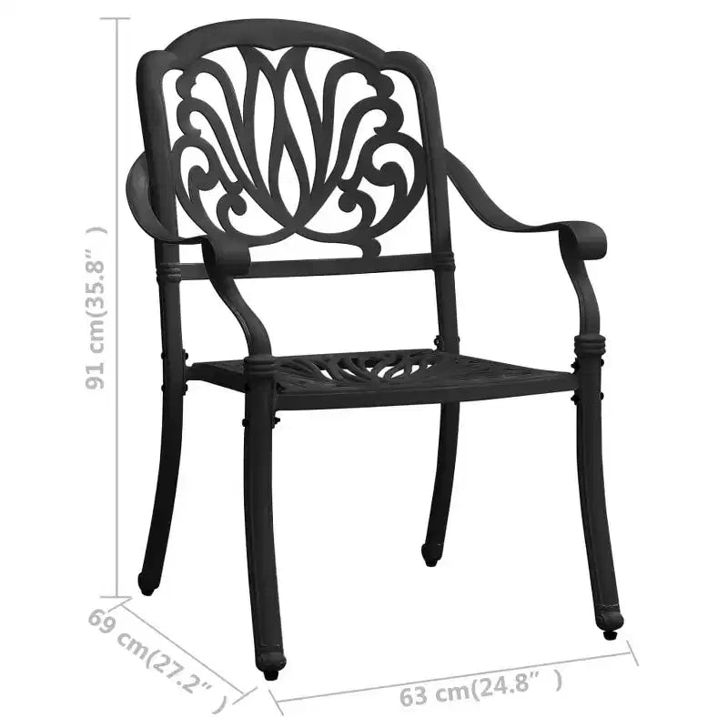 vidaXL Lot de 2 chaises de jardin robustes en aluminium moulé couleur bronze