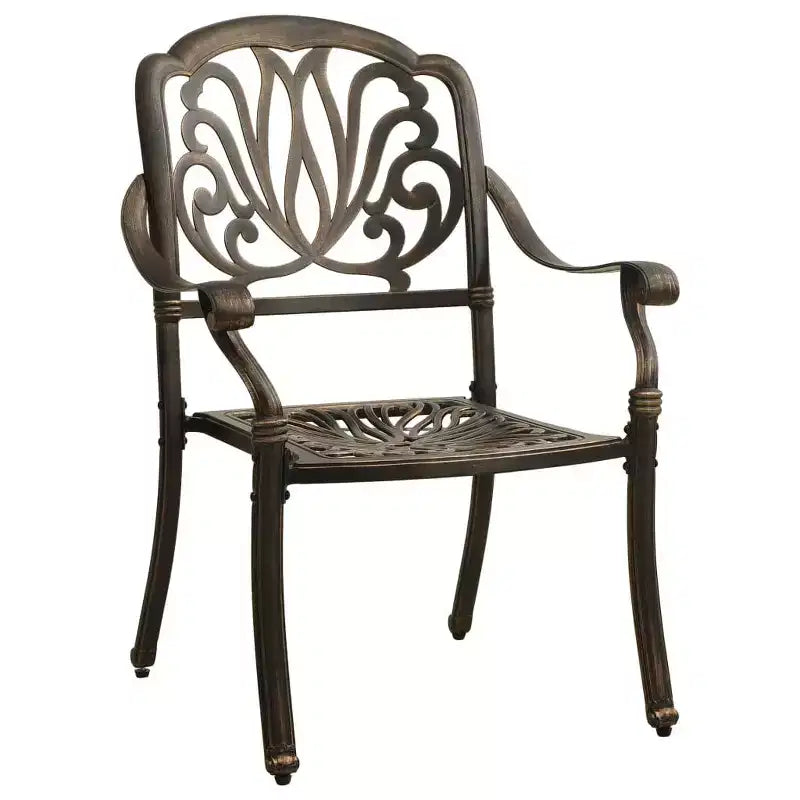 vidaXL Lot de 2 chaises de jardin robustes en aluminium moulé couleur bronze