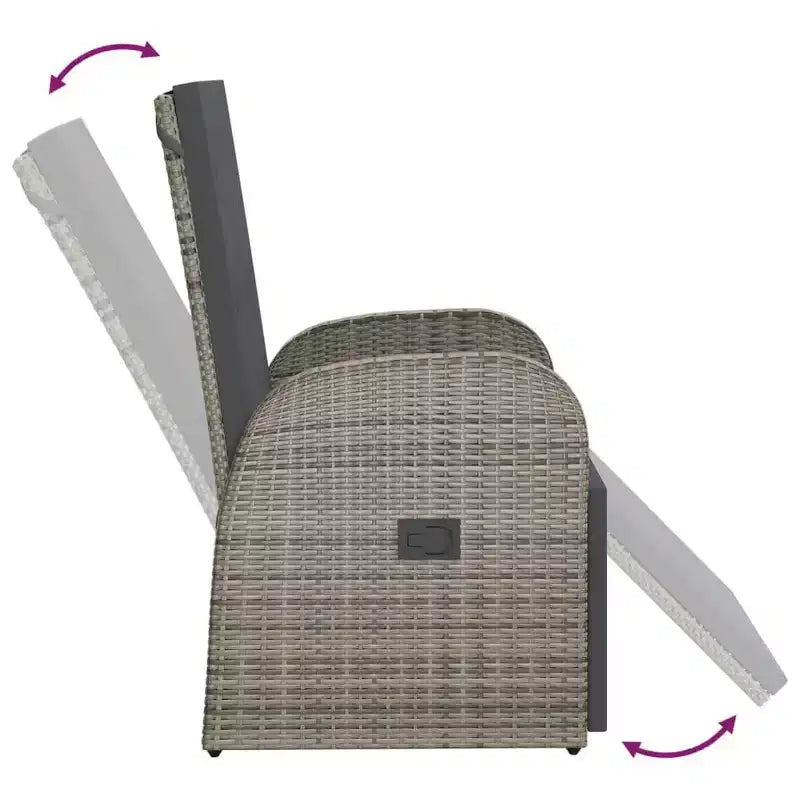 vidaXL Fauteuil rotin PE, acier poudré, polyester Taille unique