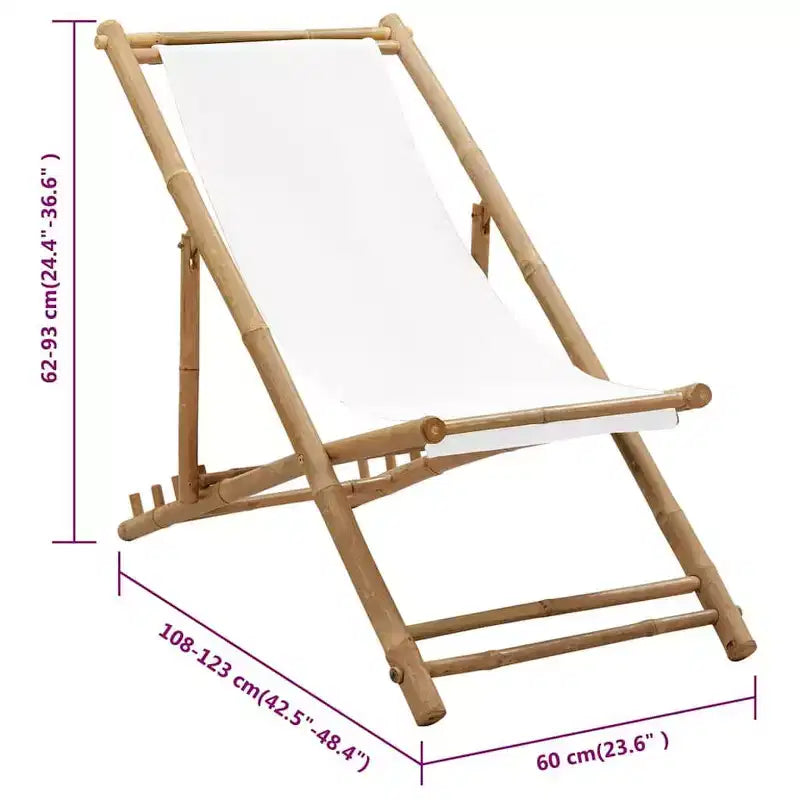 vidaXL Bain de soleil en bambou, pliable, de taille moyenne
