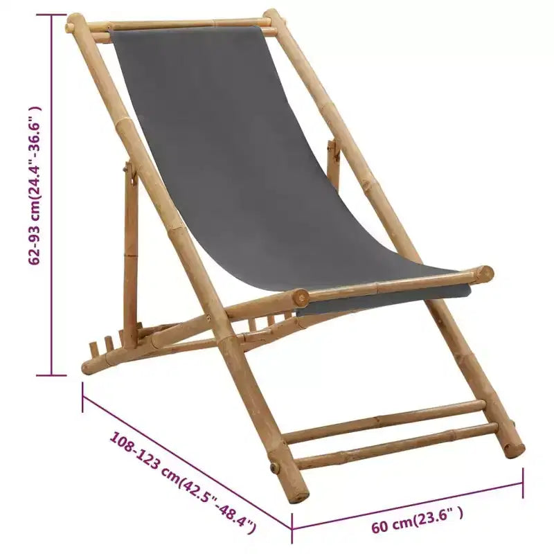 vidaXL Bain de soleil en bambou, pliable, de taille moyenne