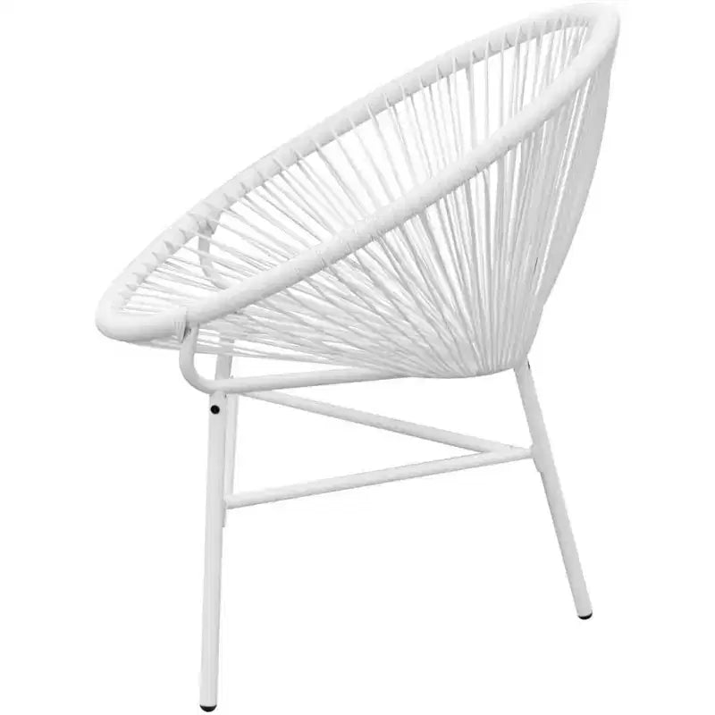 vidaXL Chaise de jardin en rotin PE blanc, acier thermolaqué, résistance moyenne