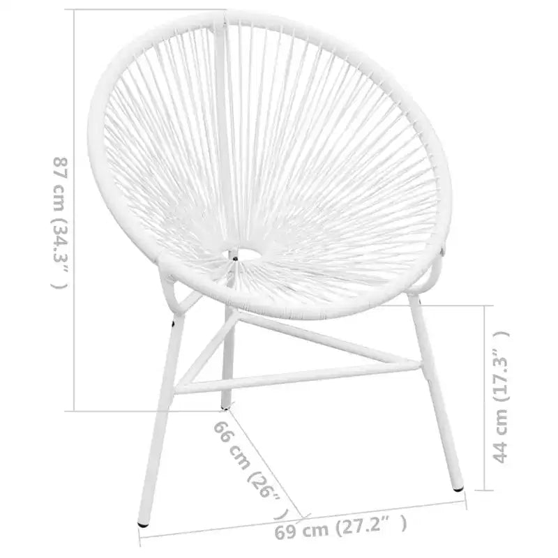 vidaXL Chaise de jardin en rotin PE blanc, acier thermolaqué, résistance moyenne