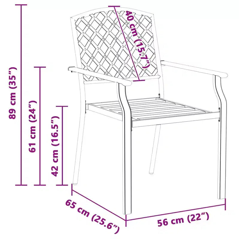 vidaXL Chaises de jardin 4 pcs Anthracite 56 x 65 x 89 cm Acier