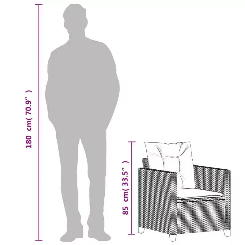 vidaXL Chaise de jardin gris rotin PE, acier poudré, bois d'acacia massif
