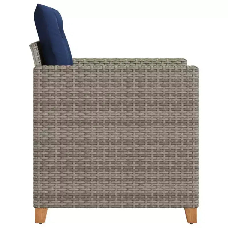 vidaXL Chaise de jardin gris rotin PE, acier poudré, bois d'acacia massif