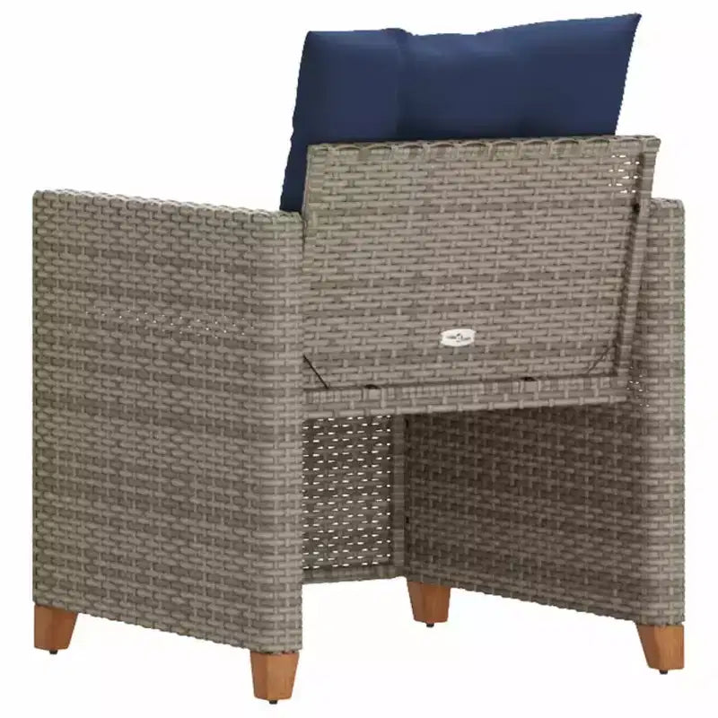 vidaXL Chaise de jardin gris rotin PE, acier poudré, bois d'acacia massif
