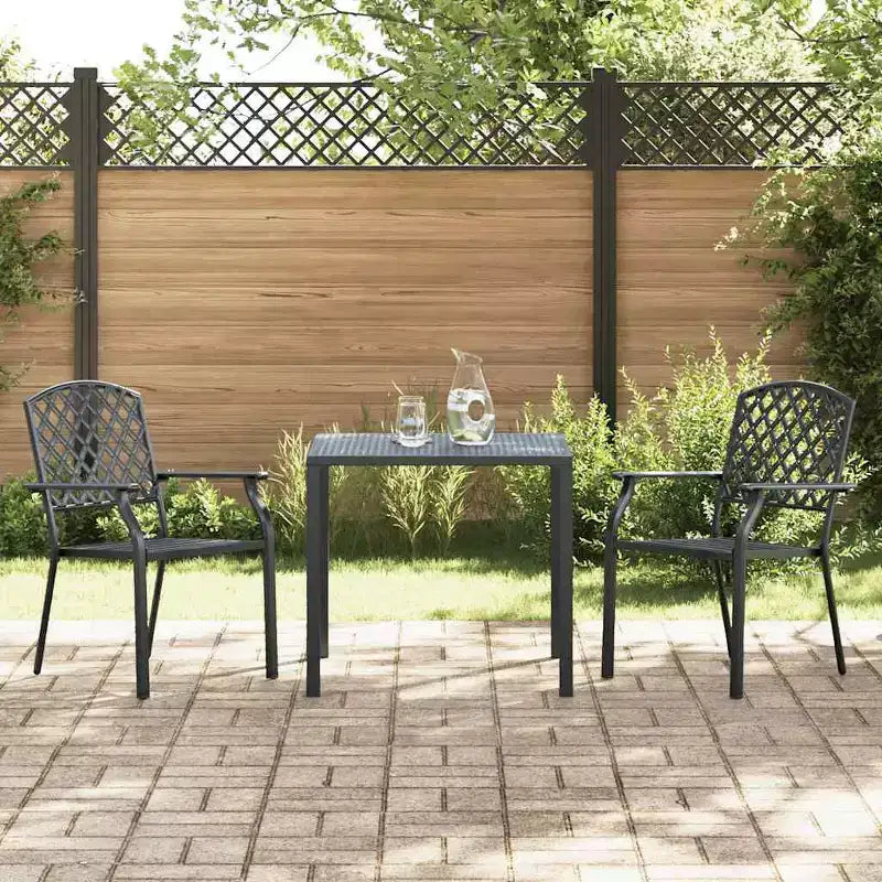 vidaXL Ensemble de 2 chaises d'extérieur Acier anthracite, électrodéposé et thermolaqué