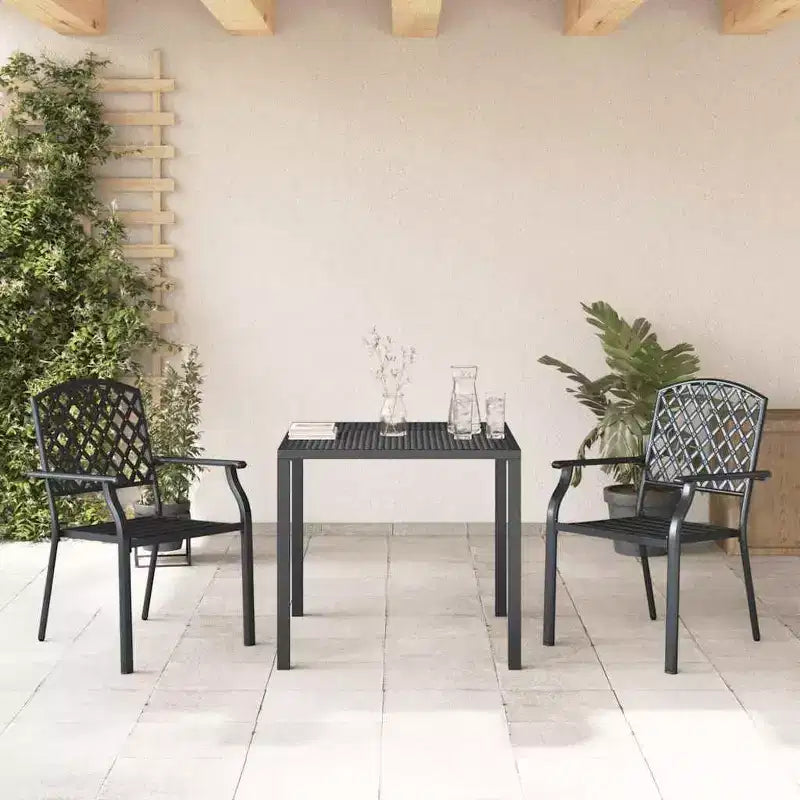 vidaXL Ensemble de 2 chaises d'extérieur Acier anthracite, électrodéposé et thermolaqué