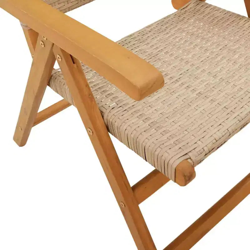 vidaXL Ensemble de 2 chaises de jardin beiges en bois d'acacia massif, résine tressée