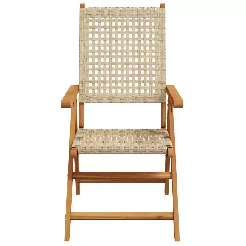 vidaXL Ensemble de 2 chaises de jardin beiges en bois d'acacia massif, résine tressée