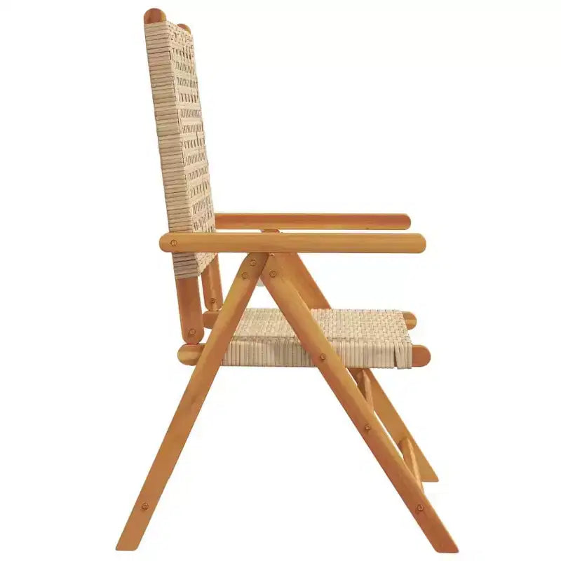 vidaXL Ensemble de 2 chaises de jardin beiges en bois d'acacia massif, résine tressée